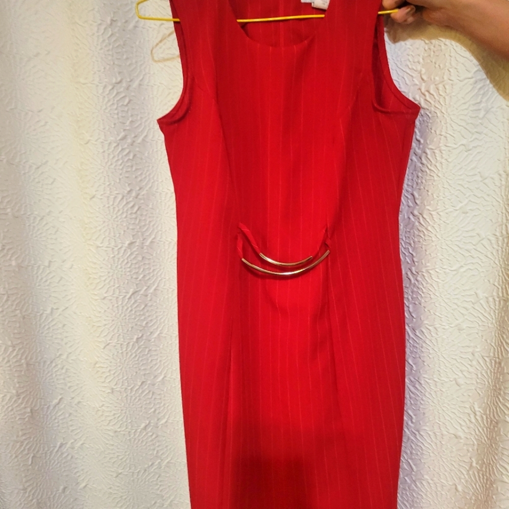 Red suit.  Dress with jacket